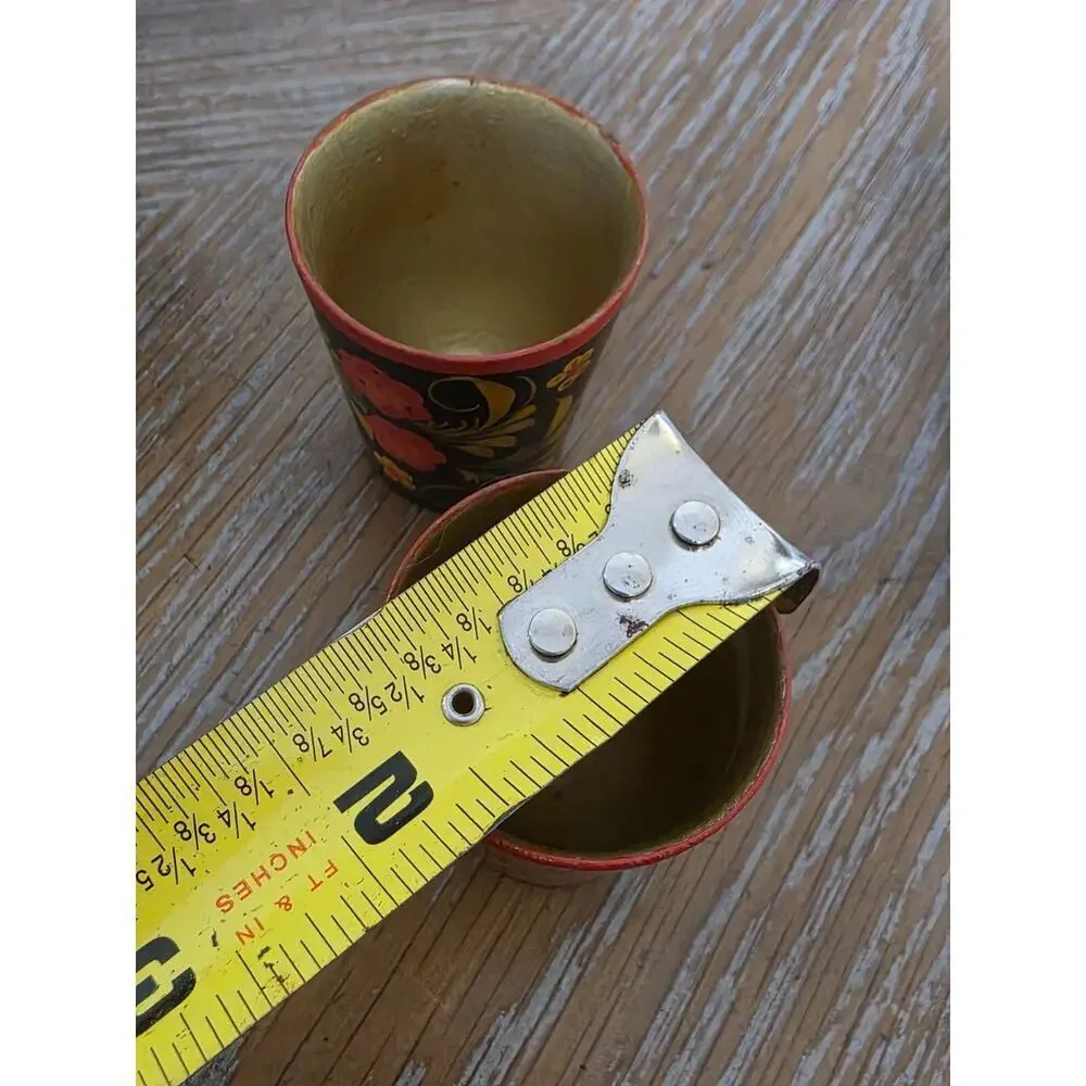 SSR‎ Russian Khokhloma Lacquer Ware 3 Shot Glasses